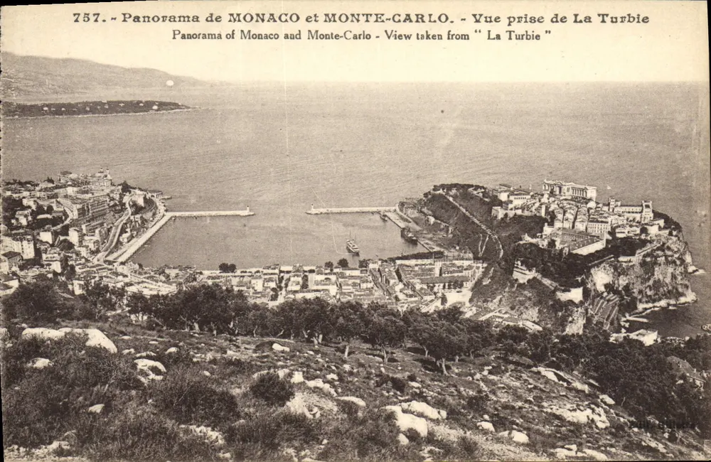 Panorama von MONACO und MONTE-CARLO — Aufnahme von La Turbie — J. Gilletta & Cie, Nice - Vorderseite