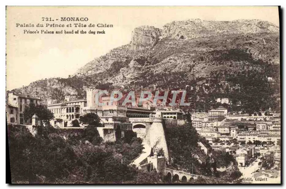 Monaco — Palast des Prinzen und Tête de Chien — J. Gilletta, Nice - Vorderseite