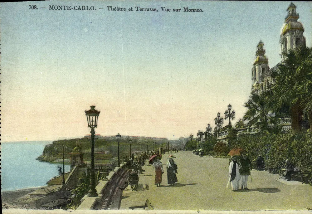 Monte-Carlo — Theater und Terrasse, Aussicht auf Monaco — Edition Gilettà, Nice, n°708 - Vorderseite