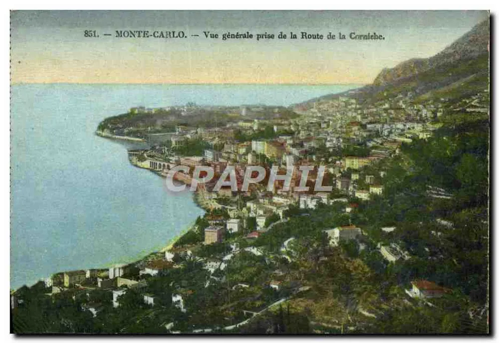 Monte-Carlo — Allgemeiner Blick vom Corniche-Weg — Édition Gilletta, Nice, n° 851 - Vorderseite