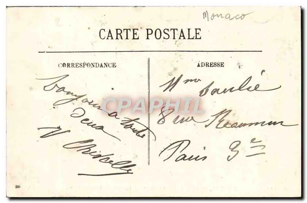Monte-Carlo — Vista para o mar em direção a Roquebrune — LL, n°111 - Verso