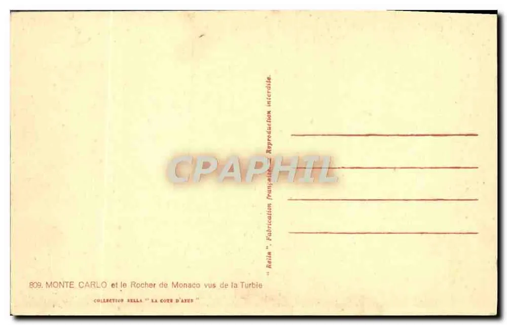 Monte Carlo und der Felsen von Monaco von Turbie aus gesehen — Rella — n°809 - Rückseite