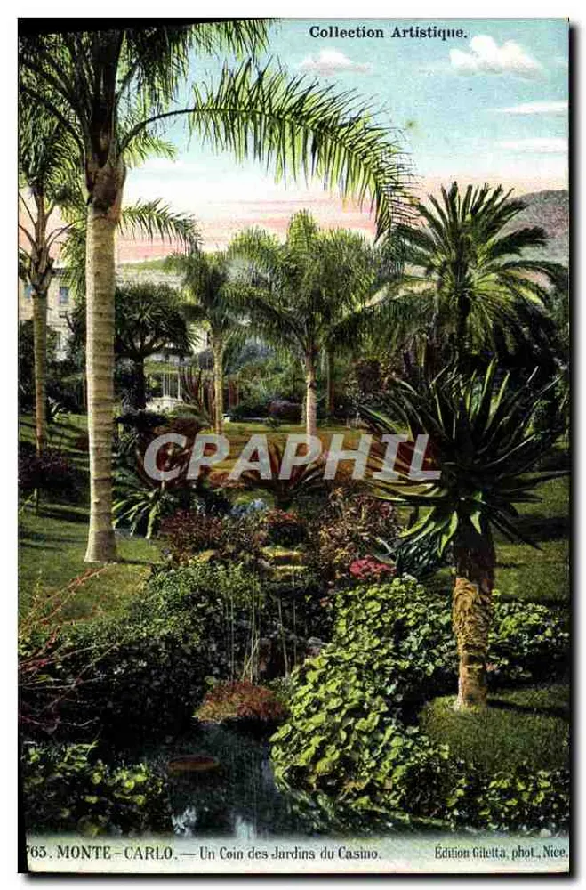 Monte-Carlo — Ein Eckbereich der Casino-Gärten — Edition Giletta, Foto Nice - Vorderseite
