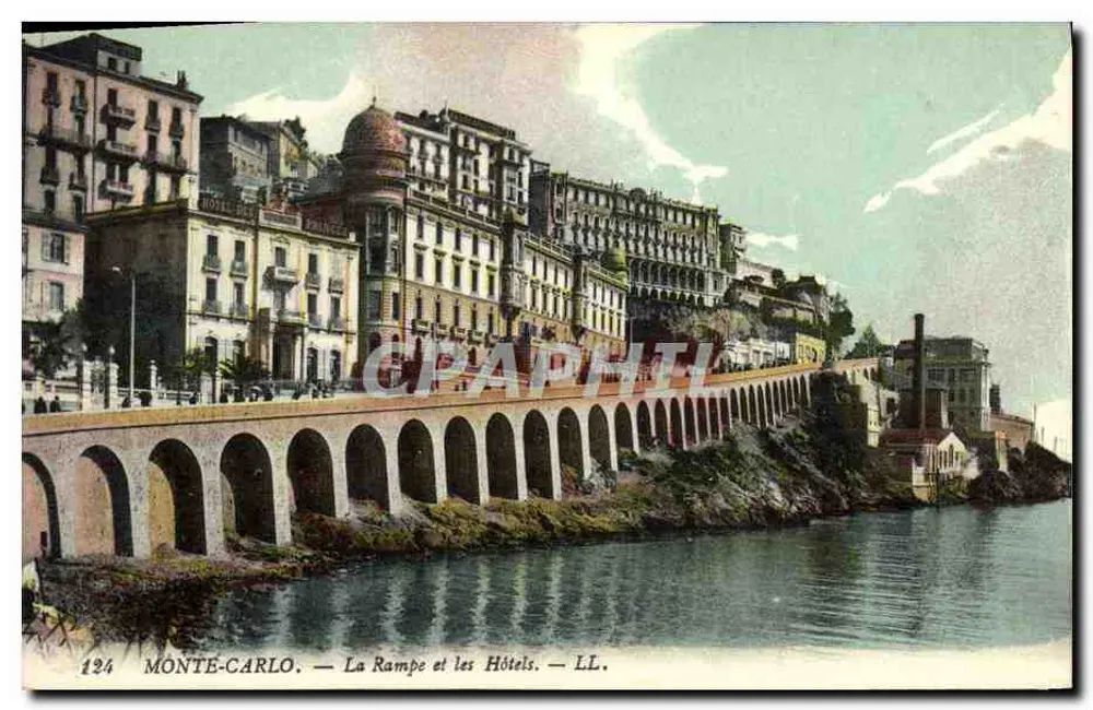 Monte-Carlo — Ansicht der Rampe und Hotels — LL. — n° 124 - Vorderseite