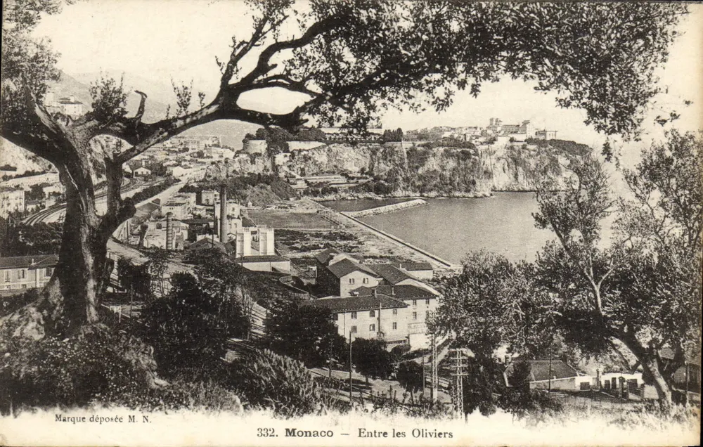Monaco — Entre les Oliviers — Marque déposée M. N. n° 332 - Frente