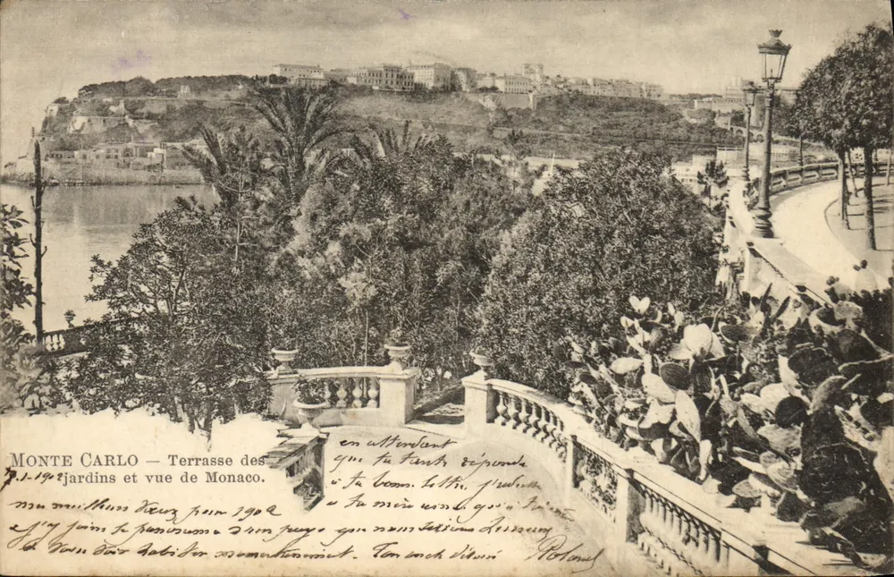 Monte Carlo — Terrasse der Gärten und Aussicht auf Monaco — Verlag nicht sichtbar, Seriennummer nicht sichtbar - Vorderseite