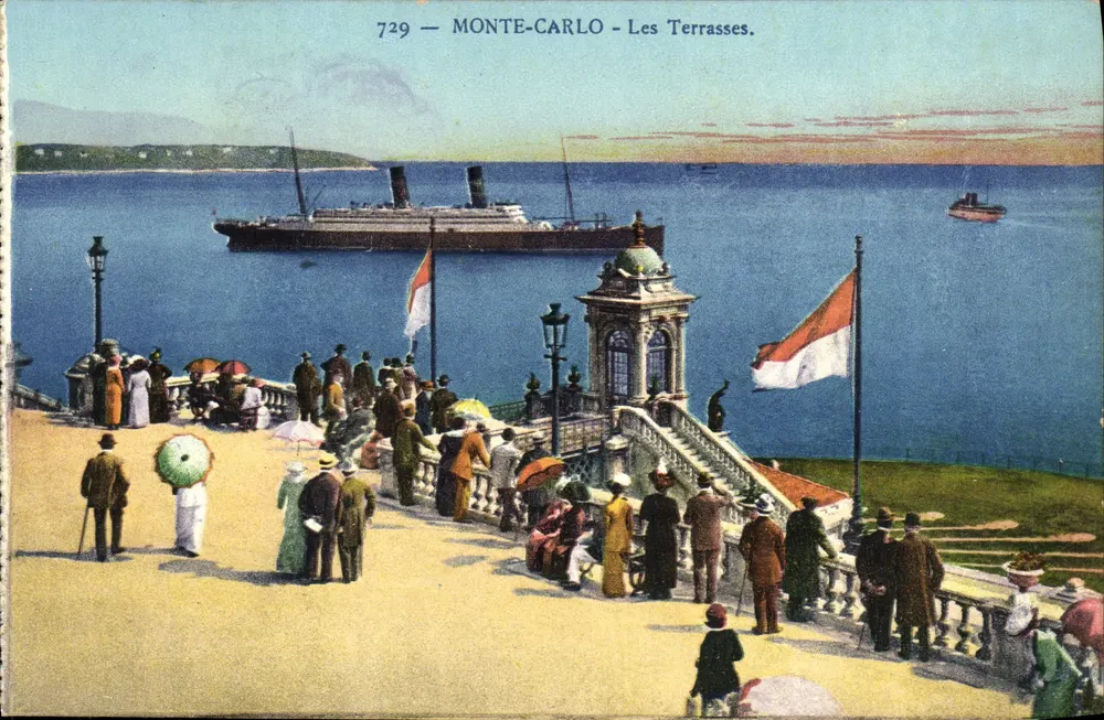 MONTE-CARLO - Les Terrasses — Ansicht der See mit einem Kreuzfahrtschiff — n°729 - Vorderseite