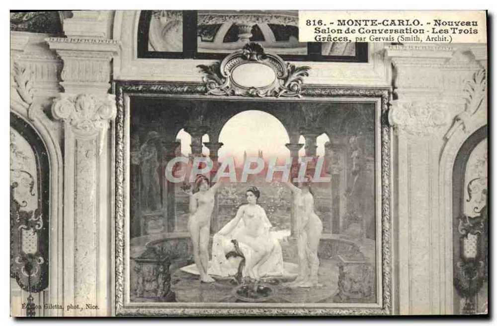Monte-Carlo - Neuer Gesprächssaal - Die Drei Grazien, von Gervais (Smith, Architekt) - Vorderseite