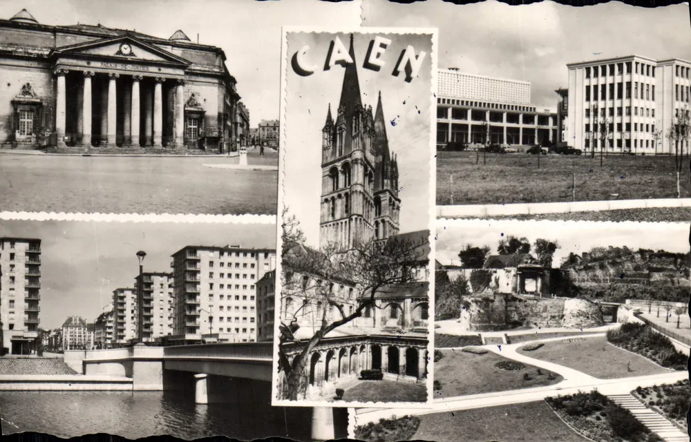 Caen — vista panorâmica com catedral e edifícios — Edição da Postagem de Caen, n° 10 - Frente