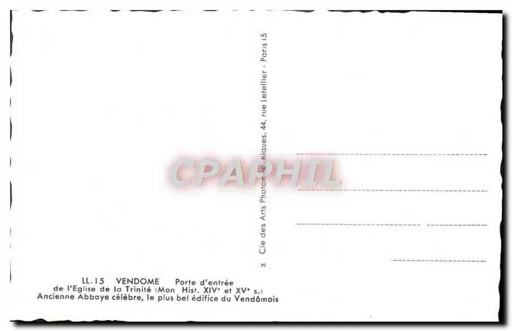 Eingang zur Kirche der Dreifaltigkeit — berühmte alte Abtei — Verlag: Cie des Arts Photographiques, Paris - Rückseite