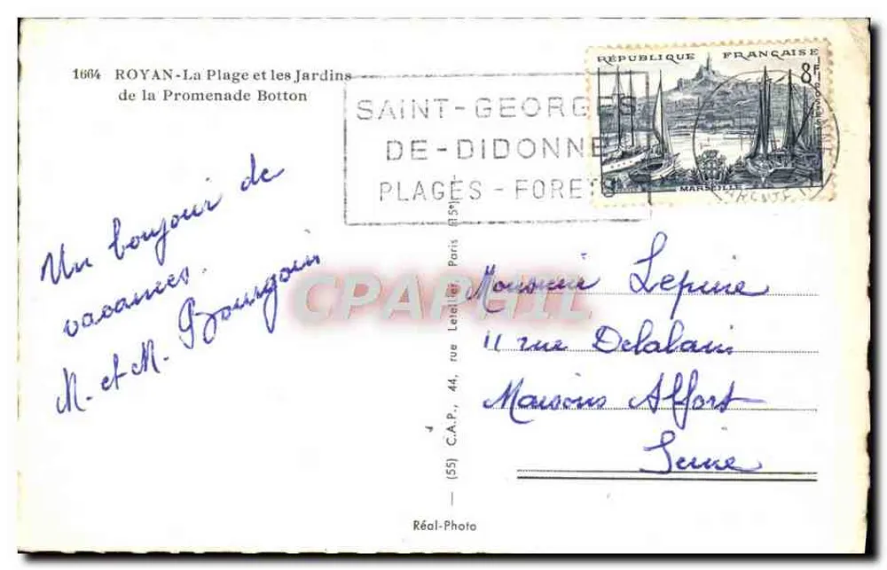 Royan - Die Strände und die Gärten der Promenade Botton — Réal-Photo, n°1664 - Rückseite