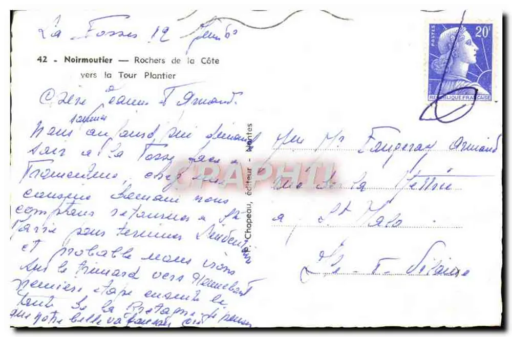 Noirmoutier — Felsen der Küste — in Richtung Tour Plantier — Verlag Chapeau, Nantes - Rückseite