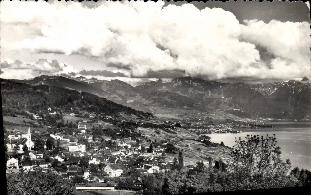 Chexbres — vista panorâmica do lago e das montanhas — Édition Perrochet - Frente