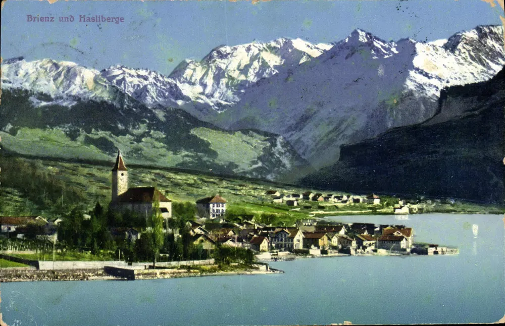 Brienzz e Hasliberge — vista do lago e das montanhas — editor desconhecido, número de série não visível - Frente