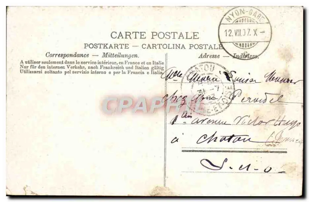 Nyons — vista do lago e do castelo — Editor FVRK, n° 4208 - Verso