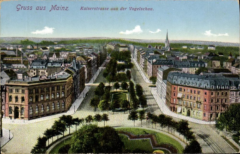 Mainz — Kaiserstraße Ansicht von der Vogelschau — Verlag K.S.M. Nr. 820 - Vorderseite
