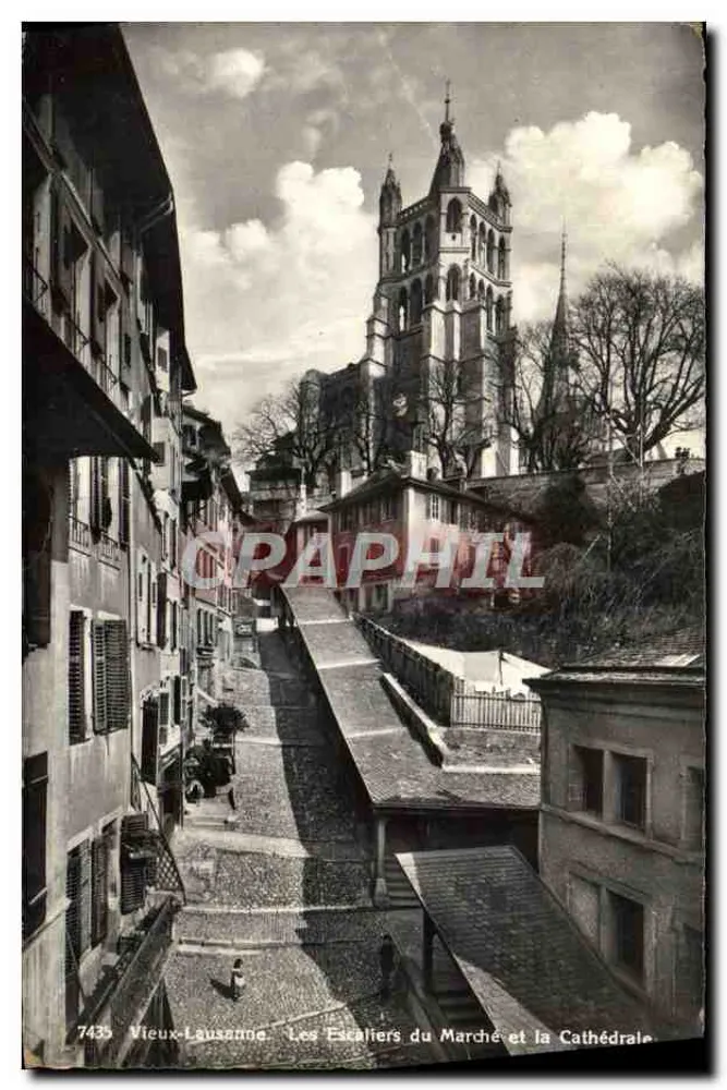 Alt Lausanne — Les Escaliers du Marché und die Kathedrale — Éditions Jaeger Genève, n° 7435 - Vorderseite