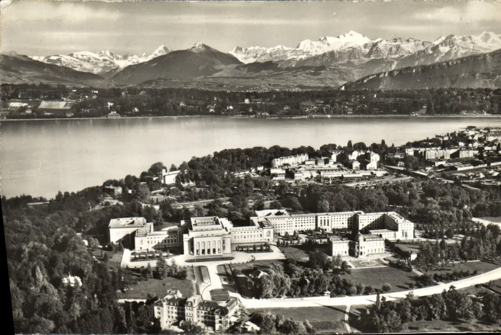 Genf. Palast der Vereinten Nationen und Mont-Blanc — Edition Jaeger, Nr. 7174 - Vorderseite