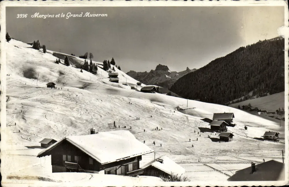 Morgins en het Grand Muveran — ski-uitzicht — Uitgave Photocrochet, Lausanne, n°3336 - Voorkant