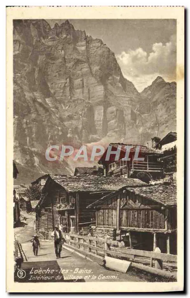 Loèche-les-Bains — Innenansicht des Dorfes und die Gemmi — Edition Photo-Poste-Bâles, Berne - Vorderseite
