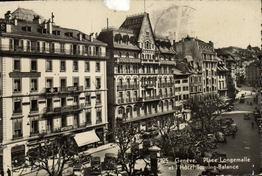 Genf — Place Longemalle und das Hotel Touring-Balance — Éditions Jaeger - Vorderseite