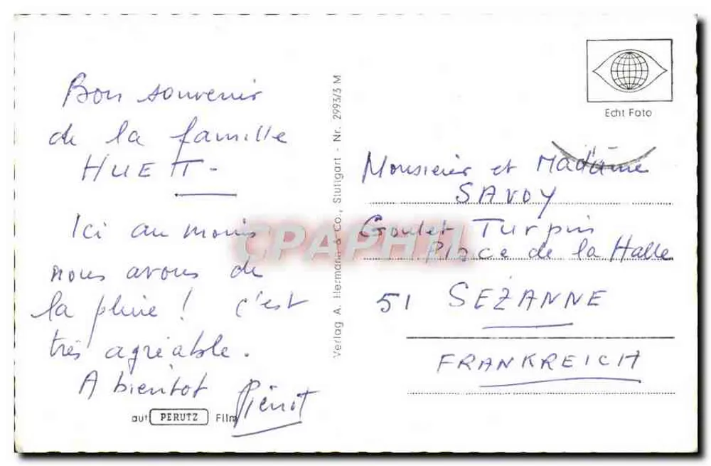 Lufikurort SULZBACH bel Gaggenau i. Schwarzwald — Luftbild — Verlag A. Hermann & Co., Stuttgart - Rückseite