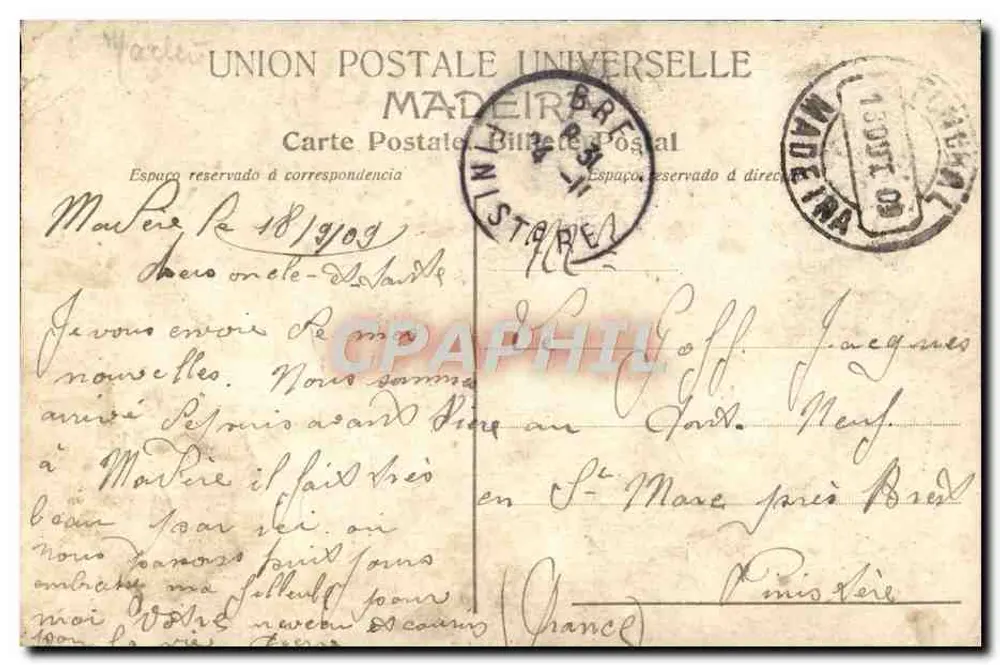 Madeira — Elevador do Monte — B.P. 101, éditeur Legistado - Verso