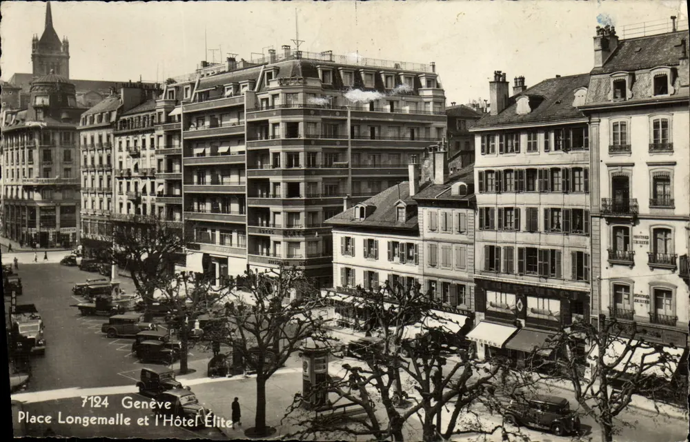 Longemalle-Platz und das Hotel Élite — Genf — Éditions Jaeger, n°7124 - Vorderseite