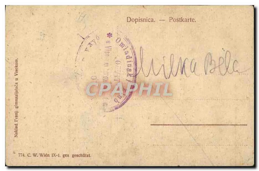Nikola Šubić Zrinski — retrato em preto e branco — editor Franj gimnazijalaca u Visokom, Viena - Verso