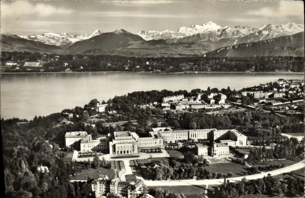 Genf, Palast der Vereinten Nationen und Mont-Blanc — Editions Jaeger, n° 7174 - Vorderseite