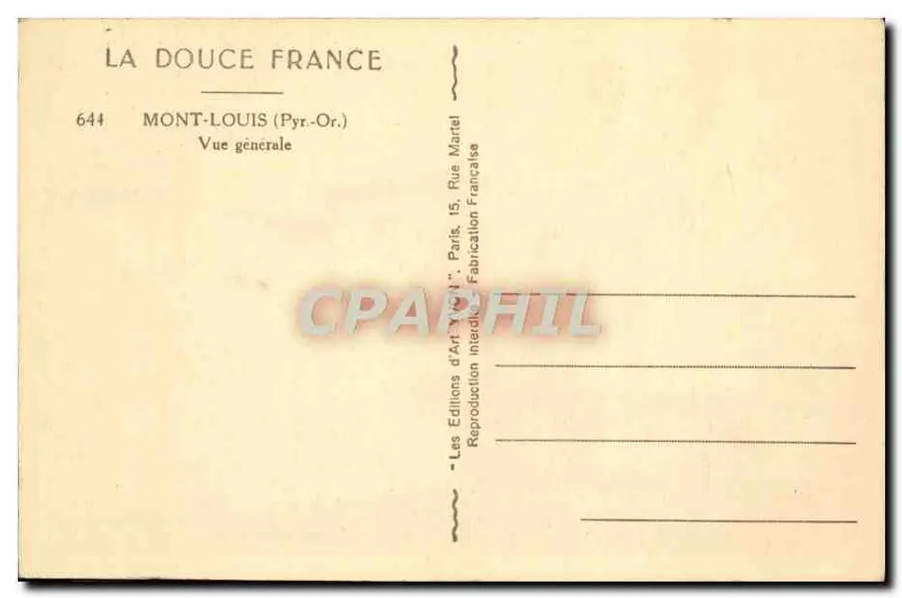 Mont-Louis (Pyrénées-Orientales) — Allgemeiner Blick — Les Éditions d'Art 'Douce France' - Rückseite
