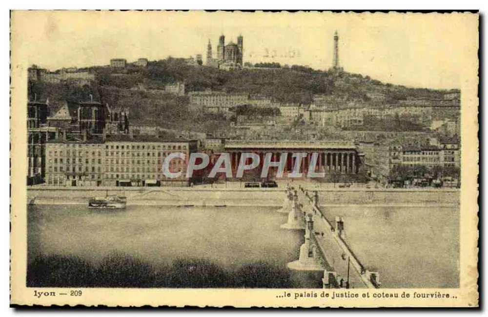 Lyon — le palais de justice et coteau de Fourvière — Éditions J. Célier, n° 209 - Recto