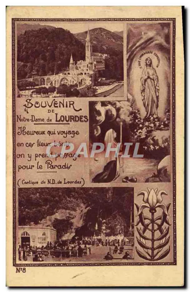 Nossa Senhora de Lourdes — Lembrete de viagem — N°8 - Frente