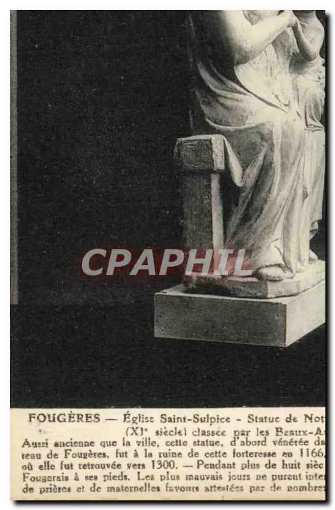 Fougères — Kirche Saint-Sulpice — Statue der Jungfrau Maria — (12. Jahrhundert) - Vorderseite