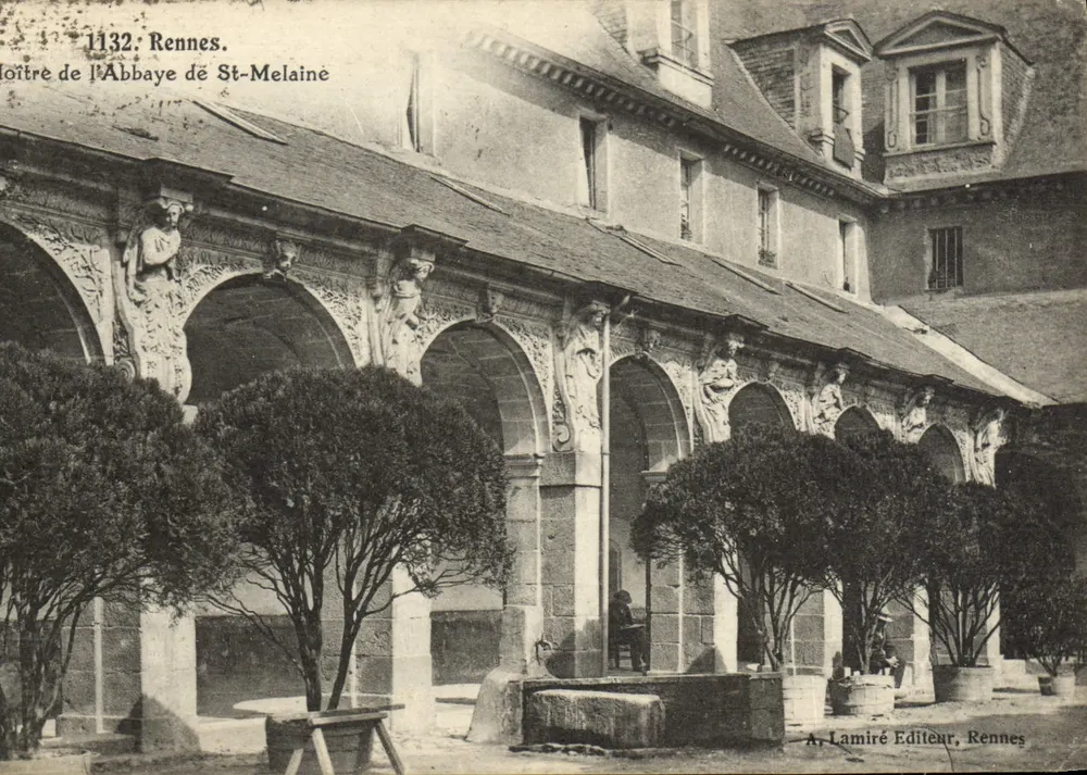 Cloître da Abadia de St-Melaine — Rennes — A. Lamiré Editor, Rennes - Frente