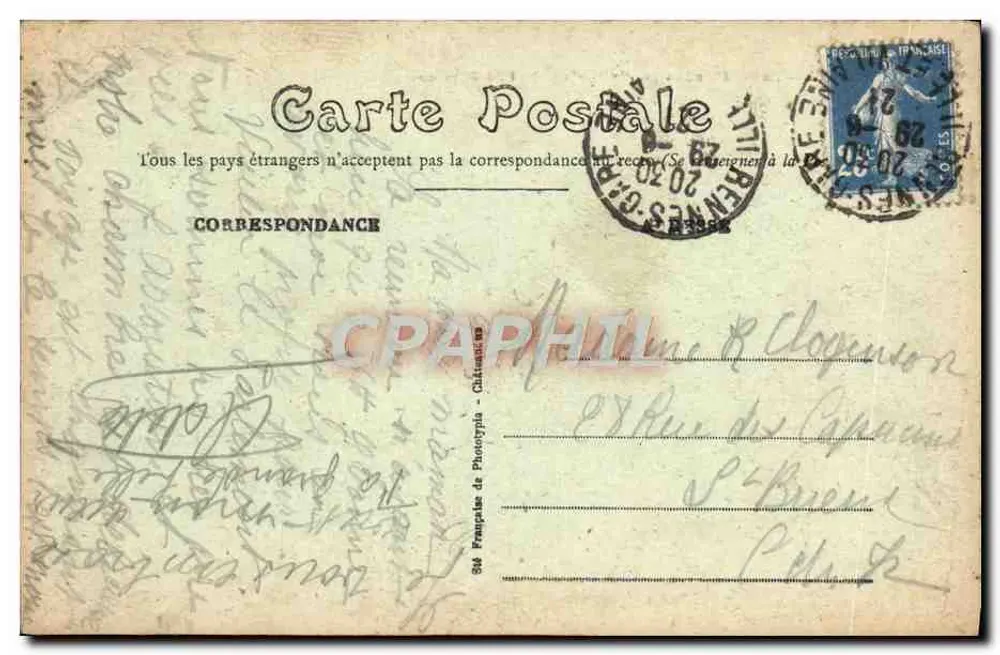 Rennes — Das Justizpalast, ehemaliger Parlament der Bretagne — Verlag E. Mary-Roussellière, Rennes - Rückseite