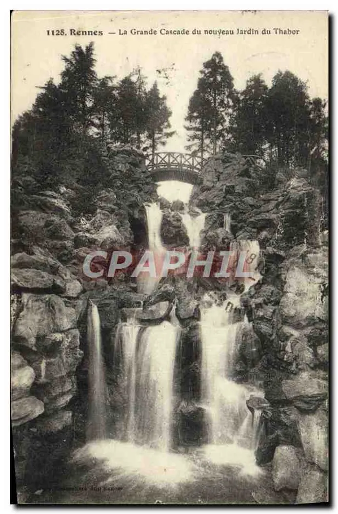 Rennes — Die Große Wasserfall des neuen Gartens von Thabor — Serie 1128, herausgegeben von J. Bannier - Vorderseite