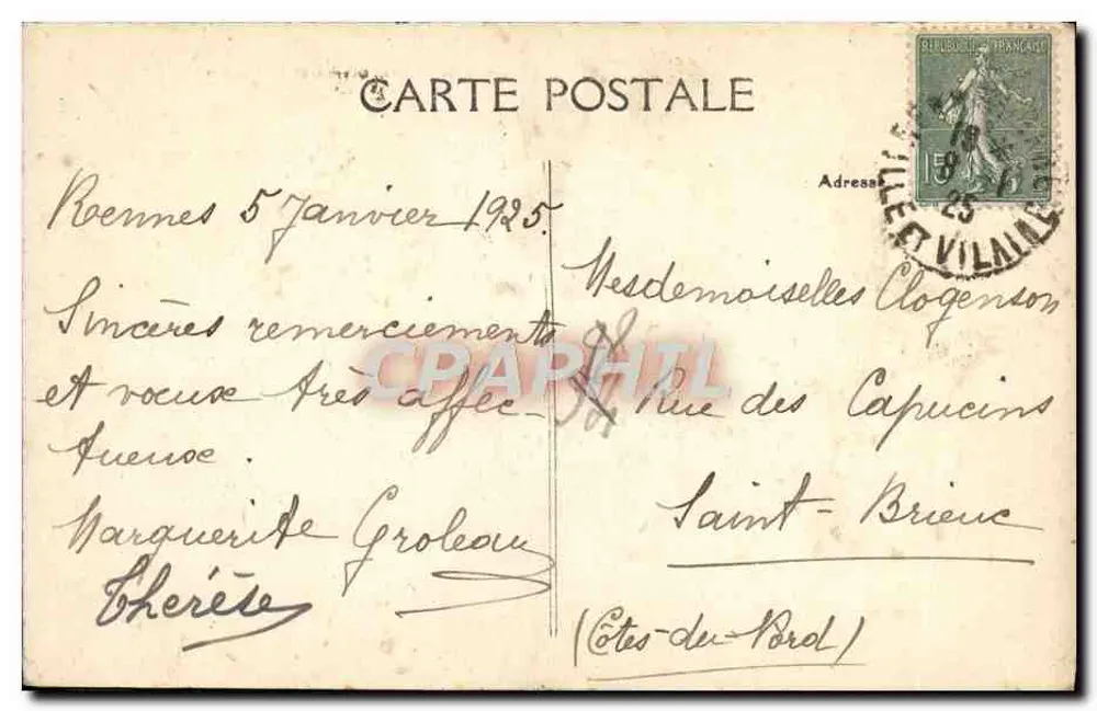 Rennes — Die Gewächshäuser und der Bassin — A. Lamiré, Verlag, Rennes - Rückseite