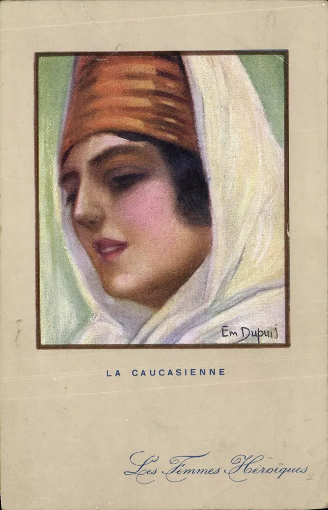 A Caucasiense — retrato de uma mulher coberta — série As Mulheres Héroeis, editada por Vised Paris, n°43 - Frente