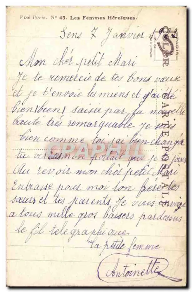 A Caucasiense — retrato de uma mulher coberta — série As Mulheres Héroeis, editada por Vised Paris, n°43 - Verso