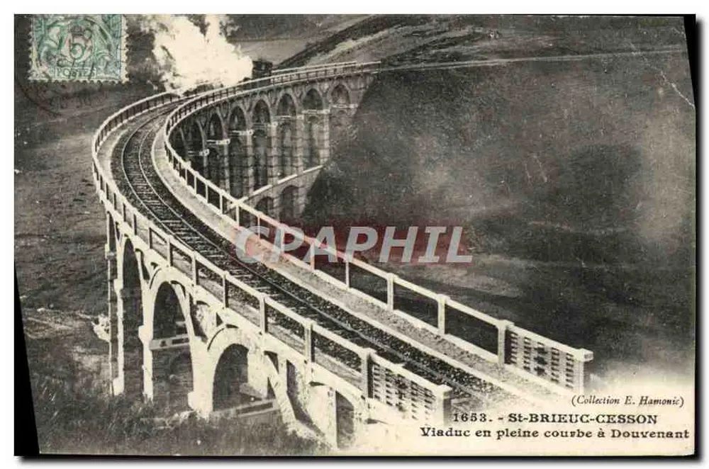 Eisenbahnviadukt in voller Kurve bei Douvenant — St-Brieuc-Cesson — Sammlung E. Hamonic - Vorderseite