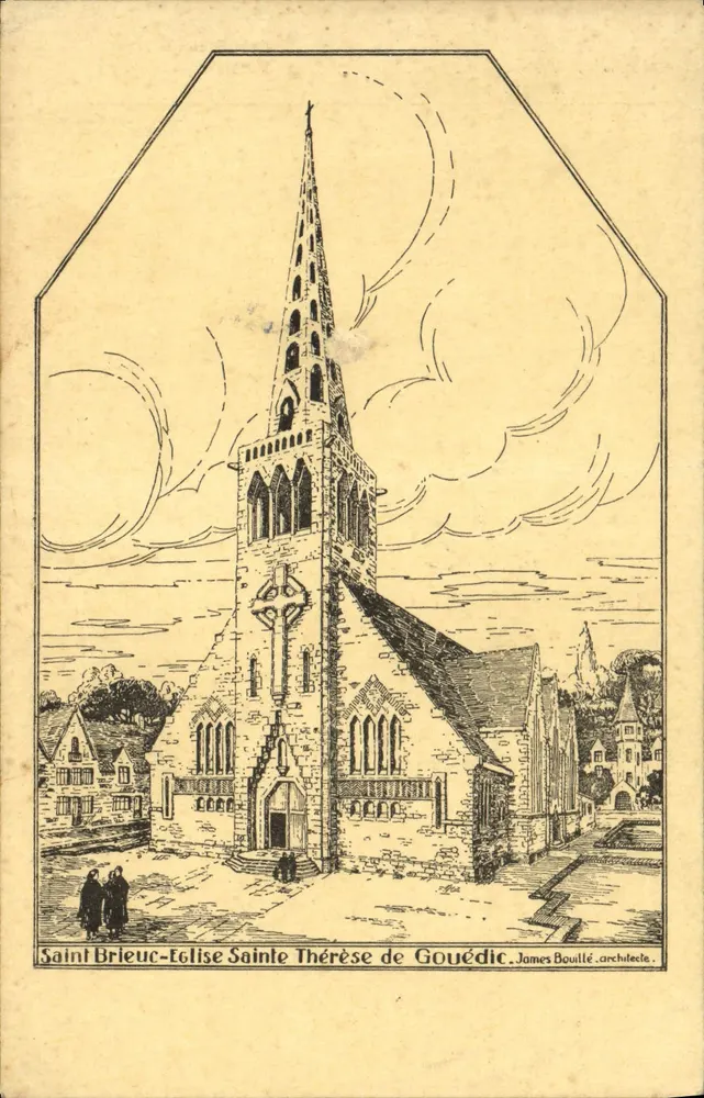 Saint-Brieuc - Kirche Sainte-Thérèse de Gouédic — Zeichnung von James Boullé, Architekt - Vorderseite