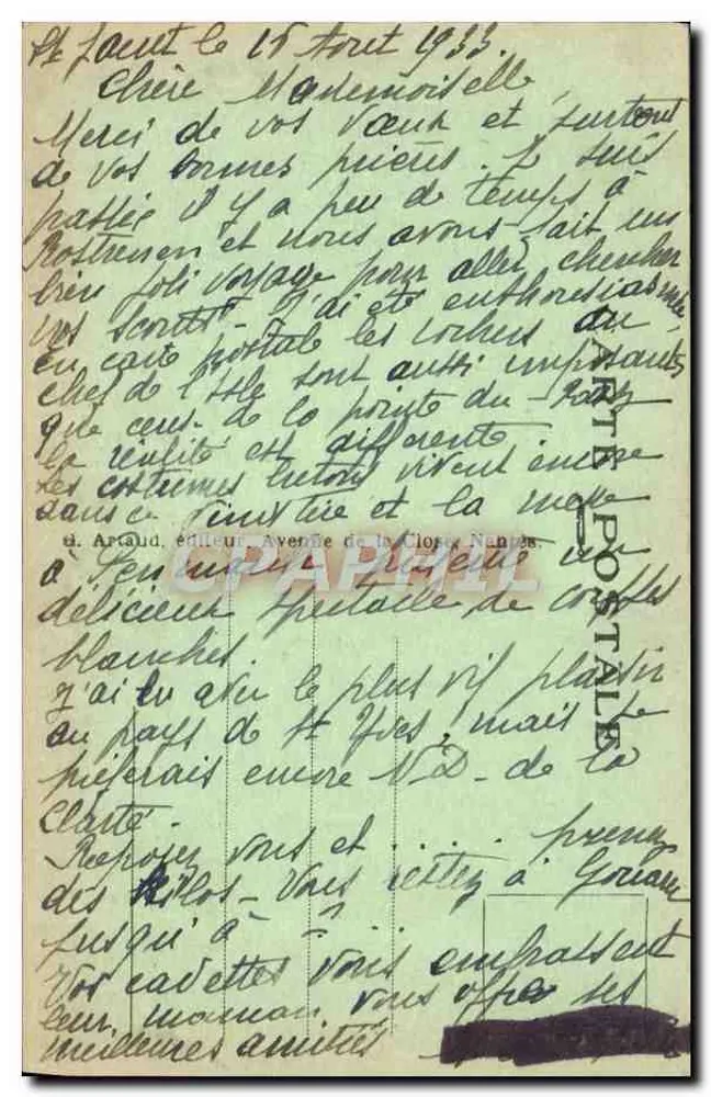Saint Jacut-de-la-Mer (C.-du-N.) — A Ponta dos Azuis — Editor Artaud, n°32 - Verso