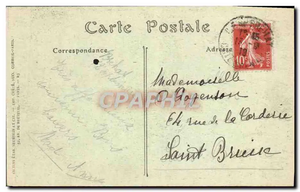 Insel Brehat (C.-du-N.) — La Croix de Saint-Michel von der Île Béniguel aus gesehen — Imp. Corbeil (Paris) n°46 - Rückseite
