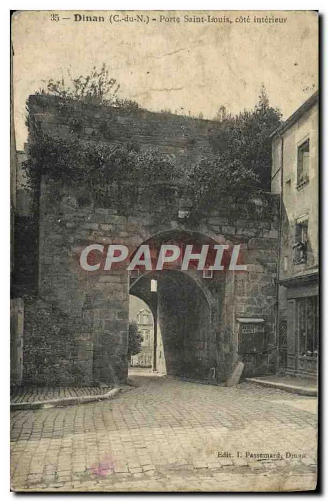 Dinan (C.-du-N.) — Porte Saint-Louis, côté intérieur — Edit. I. Passemard, Dinan - Recto
