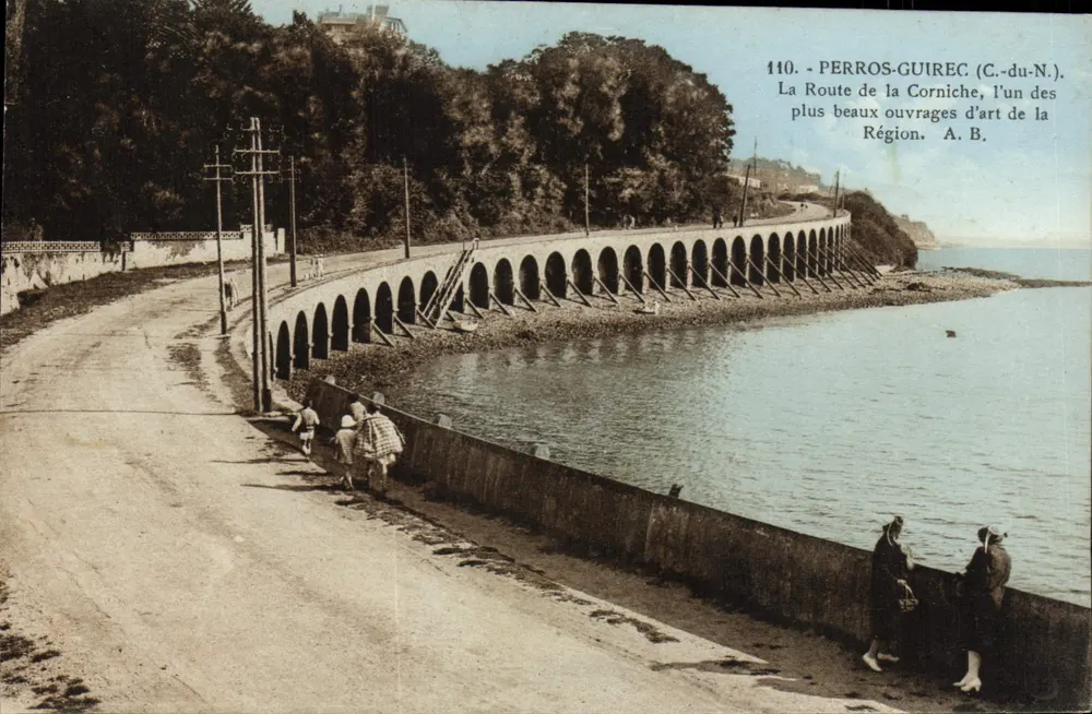 Perros-Guirec (C.-du-N.) — A Estrada da Corniche, um dos mais belos trabalhos de arte da Região — A. B. — n° 110 - Frente