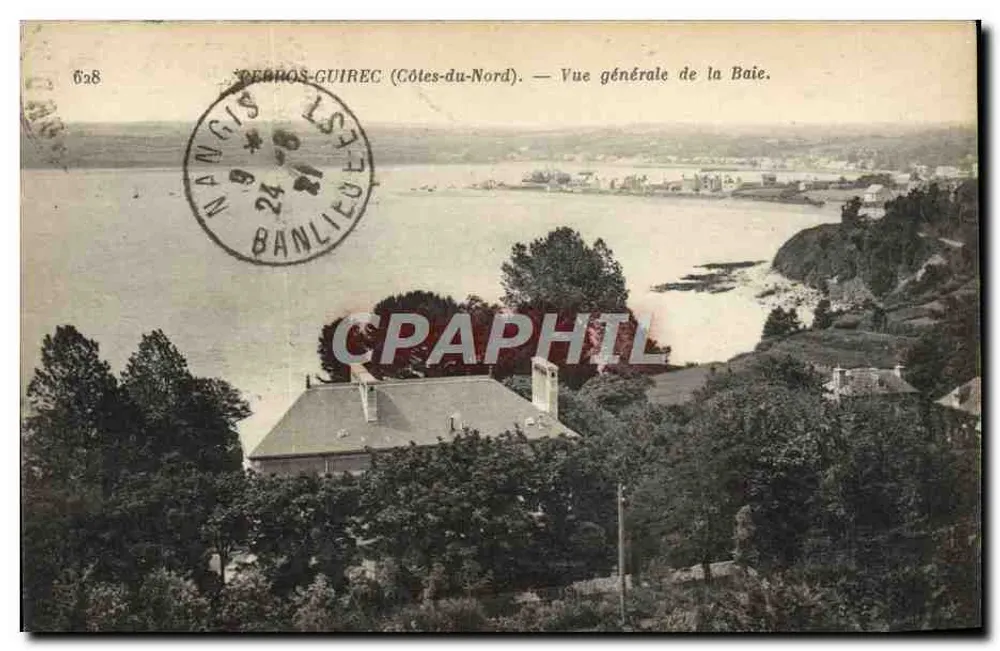 Berros-Guirec (Côtes-du-Nord) — Vista geral da Baía — Imp. Phot. Neurden et Cie, Paris, n° 628 - Frente