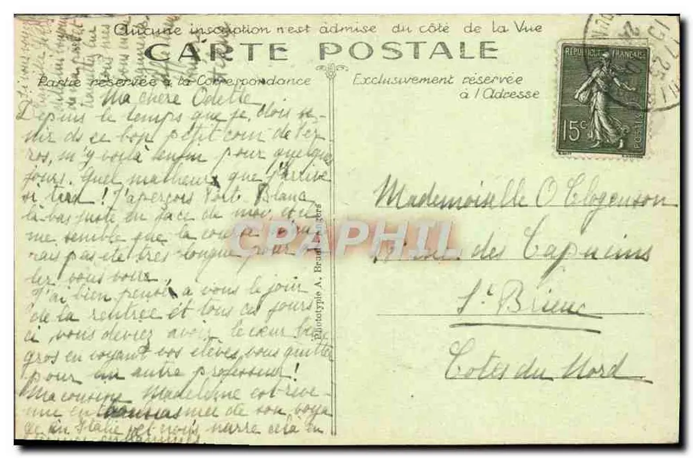 Perros-Guirec — Ansicht der Felsen von Pointe du Château — A. B. - Rückseite