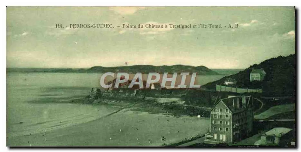 Perros-Guirec — Pointe du Château bei Trestignel und Île Tomé — A. B. - Vorderseite