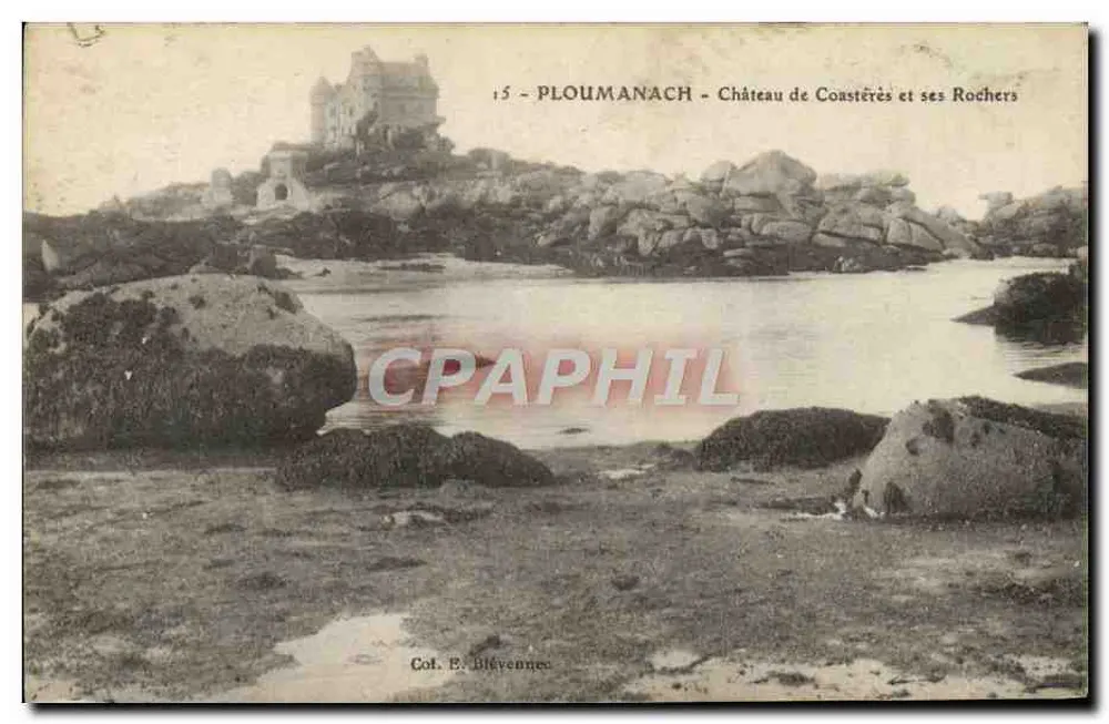 Ploumanach - Schloss Coastères und seine Felsen — Col. E. Blévennec, n°15 - Vorderseite